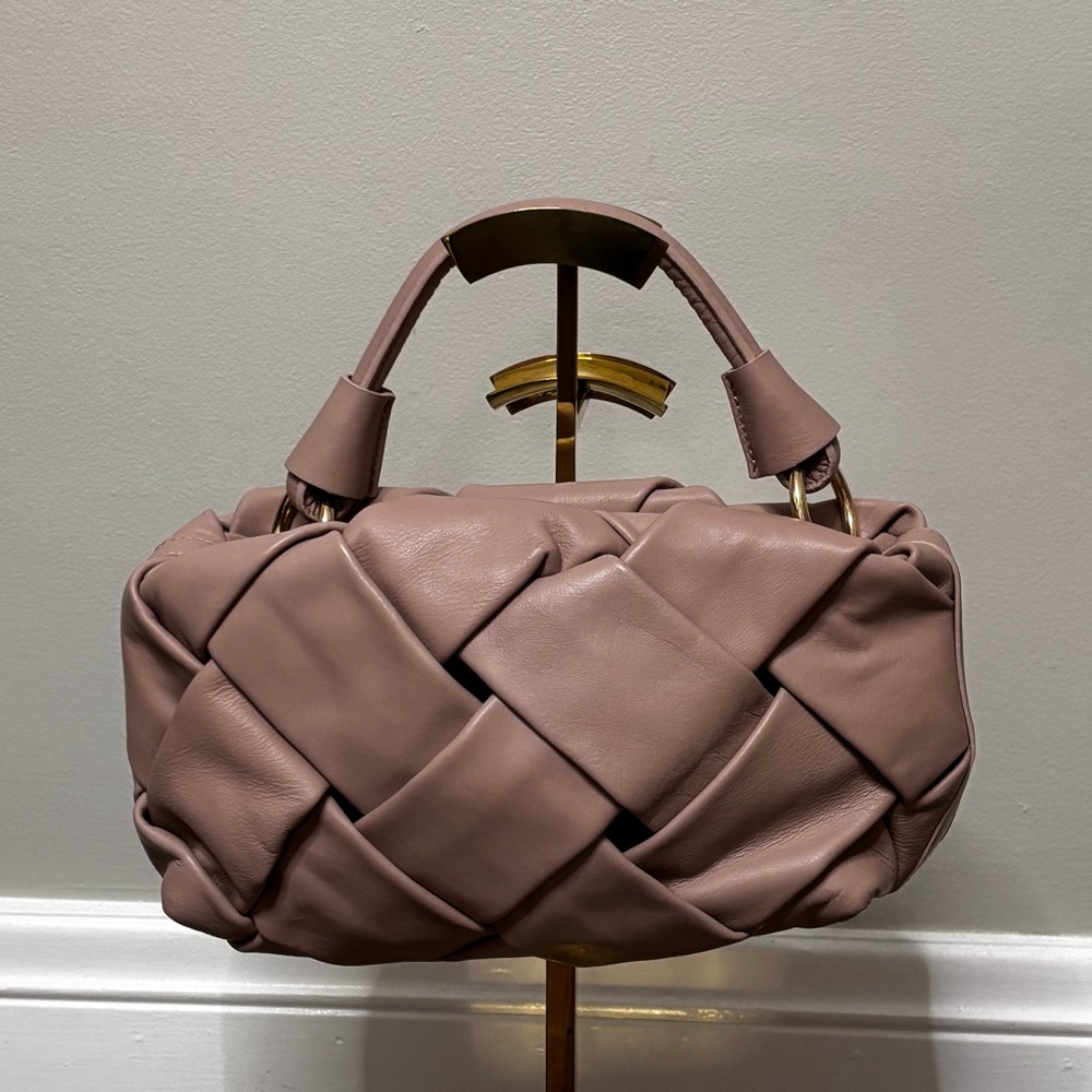 Valentina Fiore dusty rose Elegant Woven Leather Bag